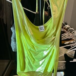 Princess Polly Lime Green Shimmer Halter Mini Dress